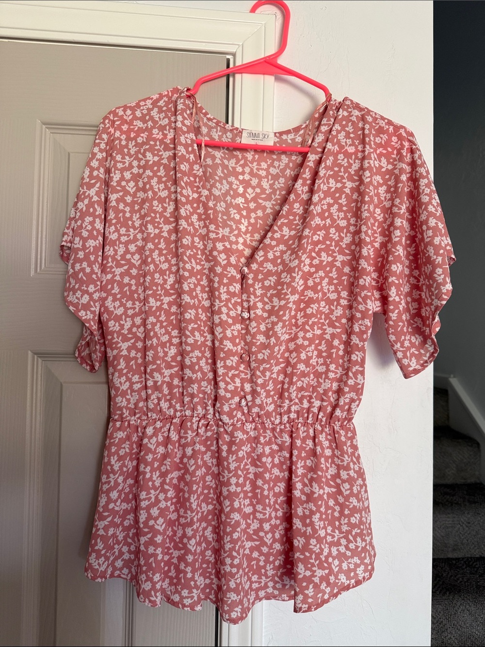 Sienna Sky Dusty Rose Floral Peplum Blouse